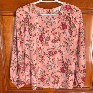 LOFT Floral Blouse in Pink and Red